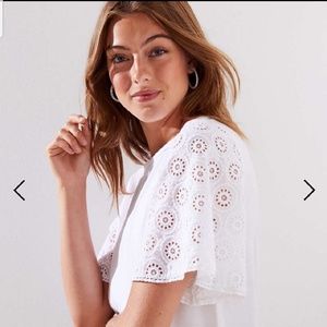 Crochet Eyelet White Tee